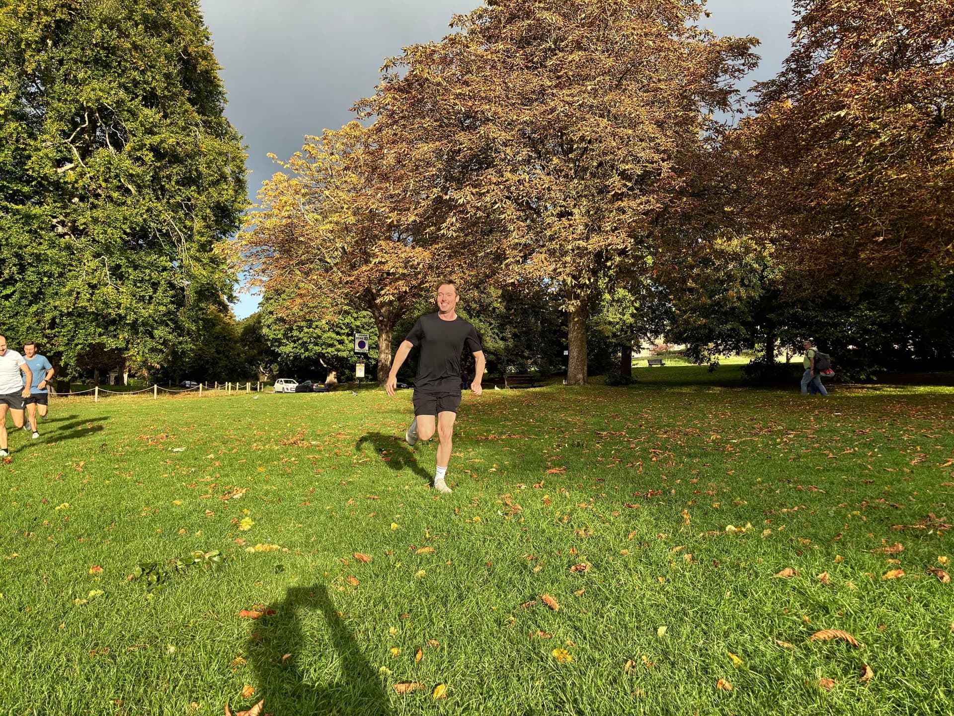 A lone player runs across the open field.